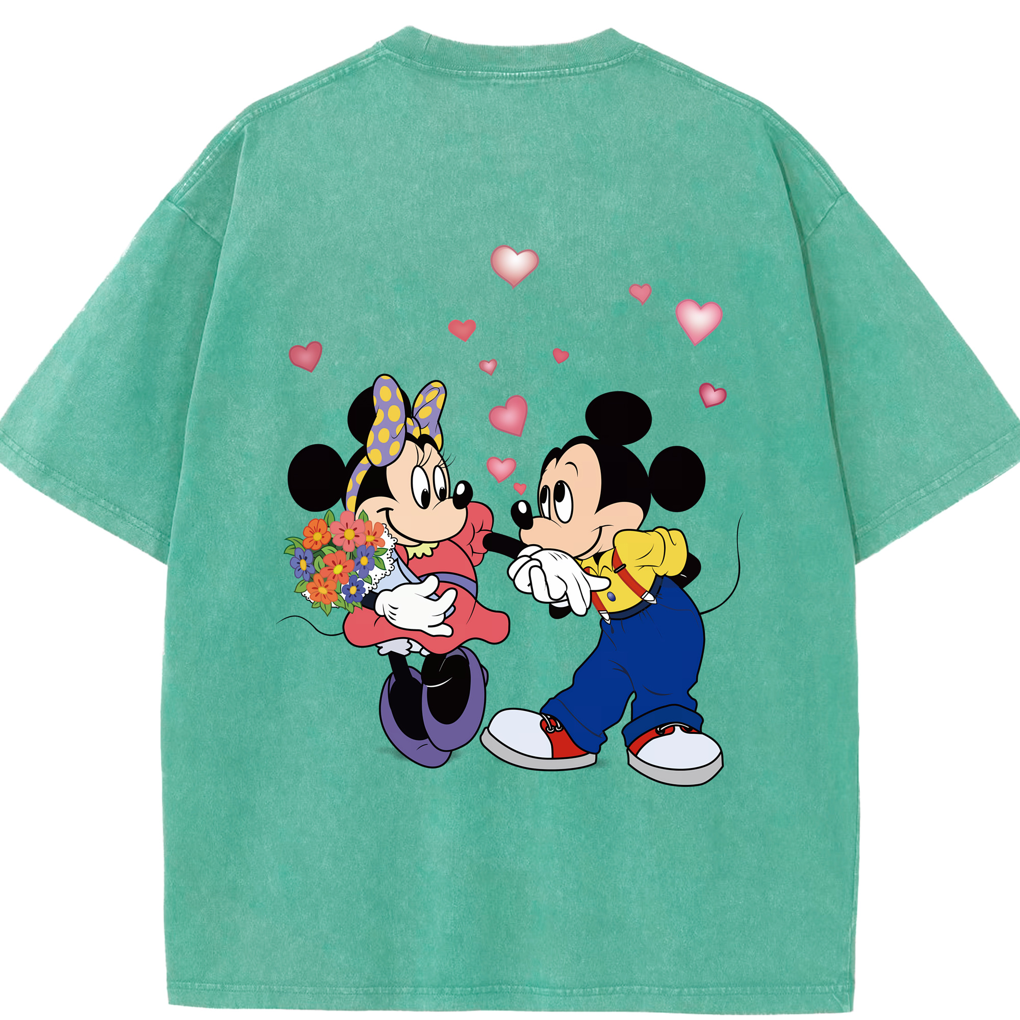 （画像用） ミッキーマウス Mickey Mouse 綿100% ヴィンテージ風 半袖Tシャツ（背面プリント）